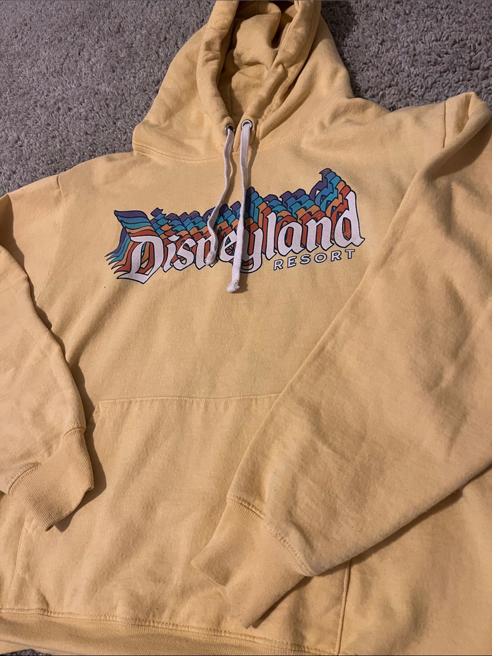 Disney Yellow Crewneck Sweatshirt with Retro Disneyland Logo